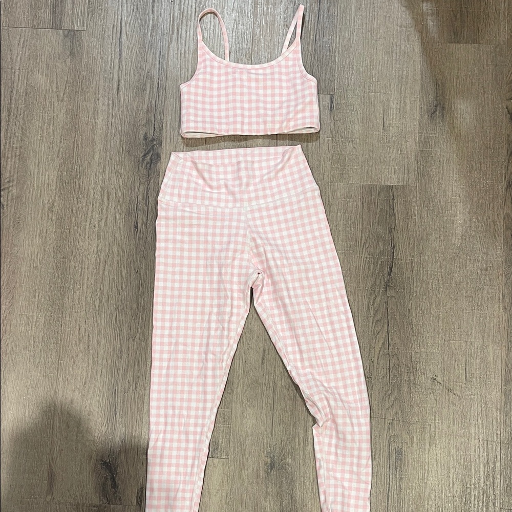 AQUA Pink checkered workout set